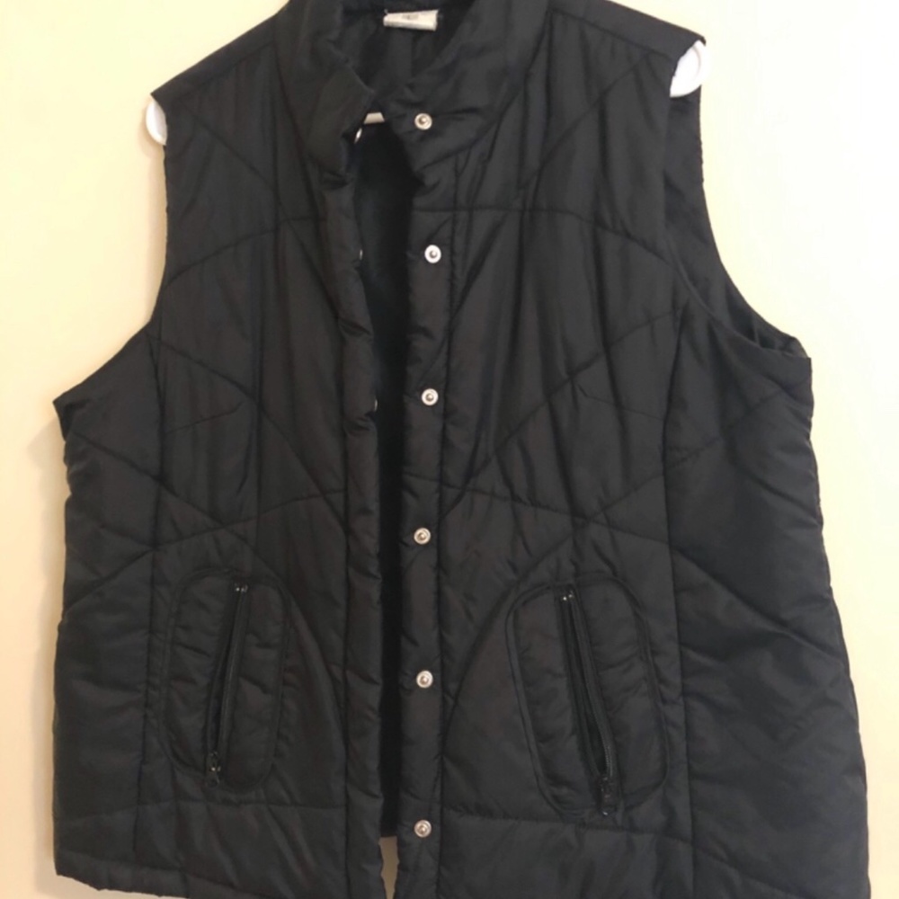 Black Button Front Winter Vest